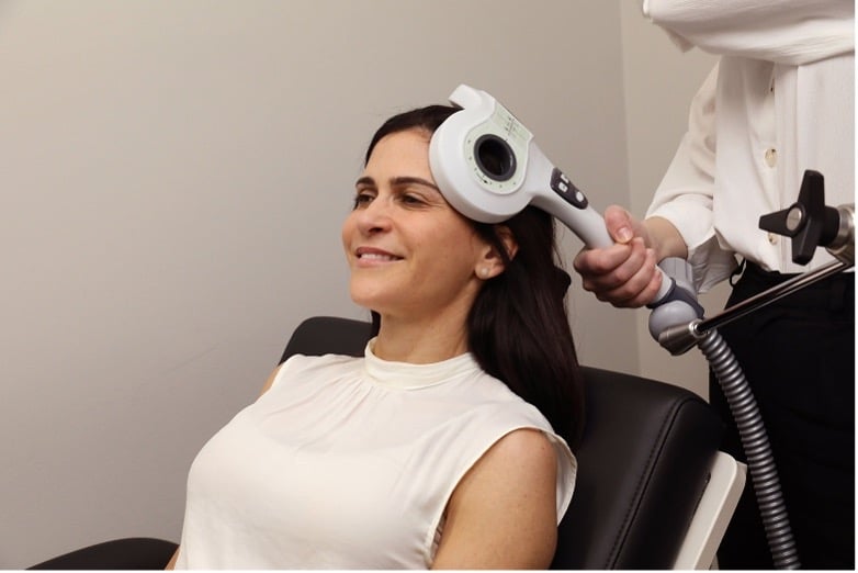 Patient undergoing TMS treatment for depression at Avive Clinic Mornington Peninsula.